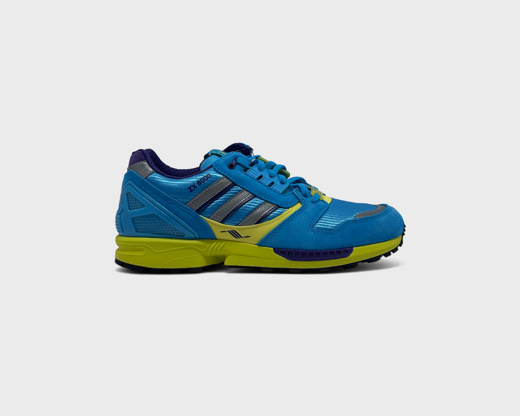 adidas ZX 8000 Blue Glow Unity Purple Sneaker blau lila gelb Außenseite Seitenansicht