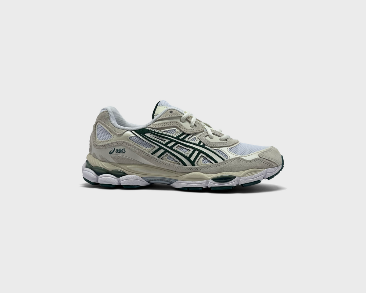 Asics Gel-NYC Ivory Forest Night Sneaker creme dunkelgrün Außenseite Seitenansicht
