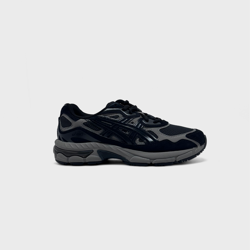 Asics Graphite Grey Black Kids Sneaker grau schwarz Außenseite Seitenansicht
