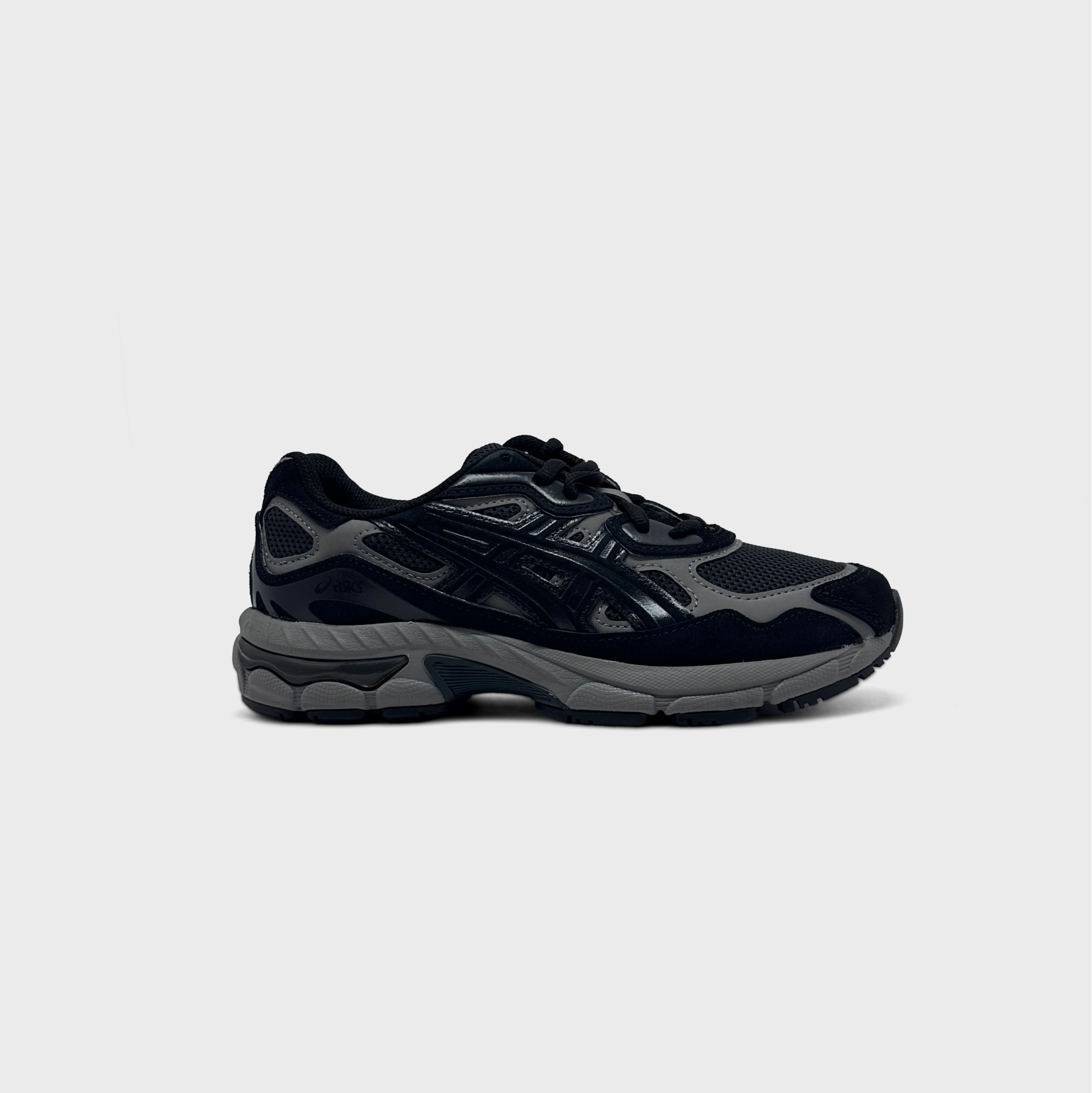 Asics Graphite Grey Black Kids Sneaker grau schwarz Außenseite Seitenansicht

