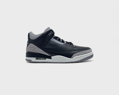 Nike Air Jordan 3 Retro Black Cement Sneaker schwarz grau Außenseite Seitenansicht
