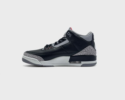 Nike Air Jordan 3 Retro Black Cement Sneaker schwarz grau Innenseite Seitenansicht
