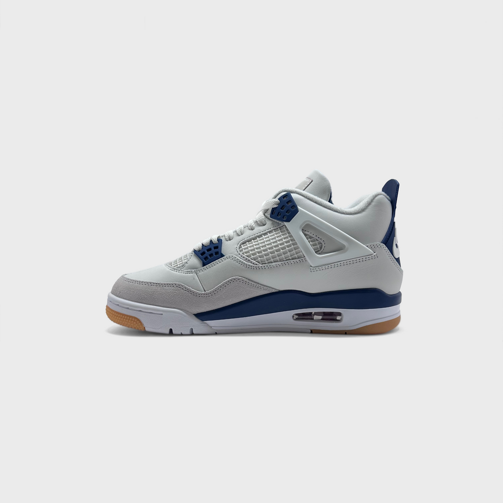 Nike Air Jordan 4 Retro Navy Sneaker weiß dunkelblau Innenseite Seitenansicht
