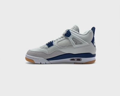 Nike Air Jordan 4 Retro Navy Sneaker weiß dunkelblau Innenseite Seitenansicht
