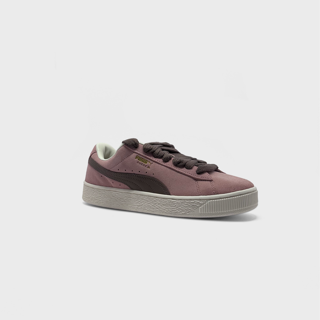 Puma Suede Pink Brown Sneaker rosa braun schräg von vorne
