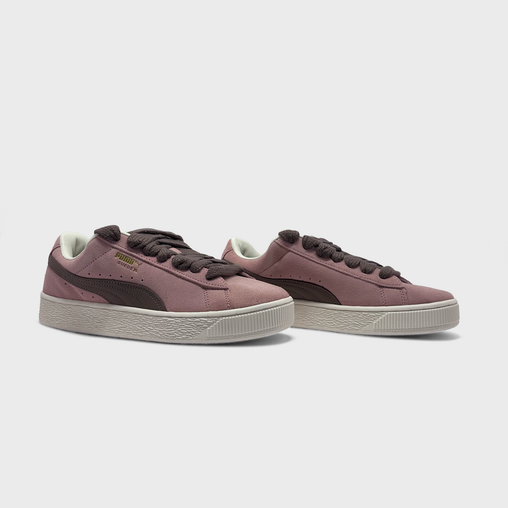 Puma Suede Pink Brown Sneaker rosa braun Paar schräg von vorne
