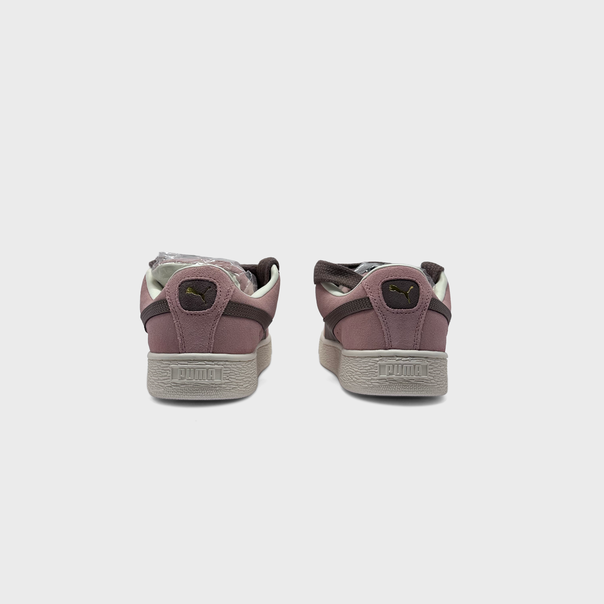 Puma Suede Pink Brown Sneaker rosa braun Sneaker Paar Rückansicht
