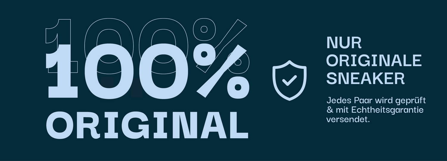 sneekrs Banner mit 100 Prozent originalen Sneakern und Echtheitsgarantie