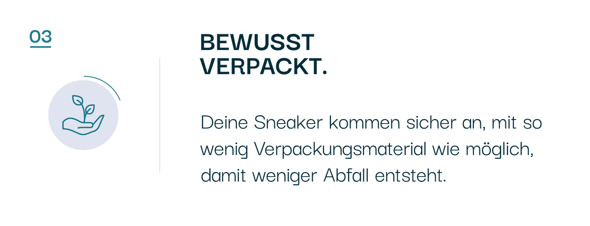 sneekrs Verpackungs-Info mit sicherem Versand und weniger Verpackungsmaterial