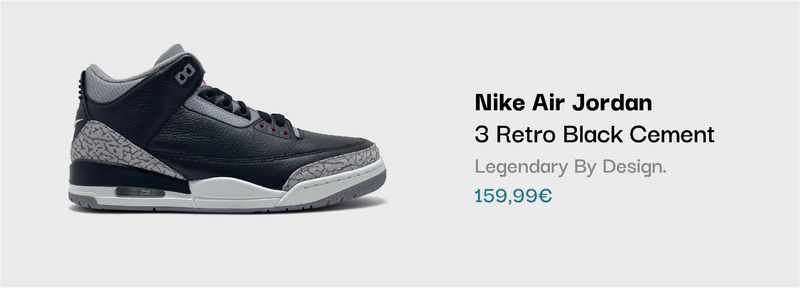 Nike Air Jordan 3 Retro Black Cement Sneaker bei sneekrs in Schwarz und Grau