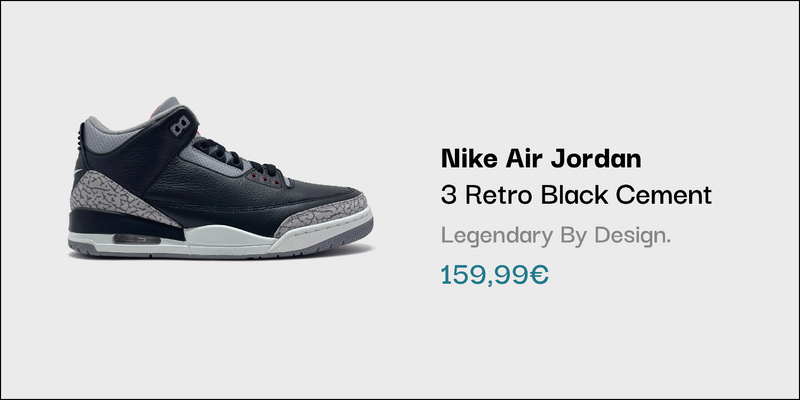 Nike Air Jordan 3 Retro Black Cement Sneaker bei sneekrs in Schwarz und Grau