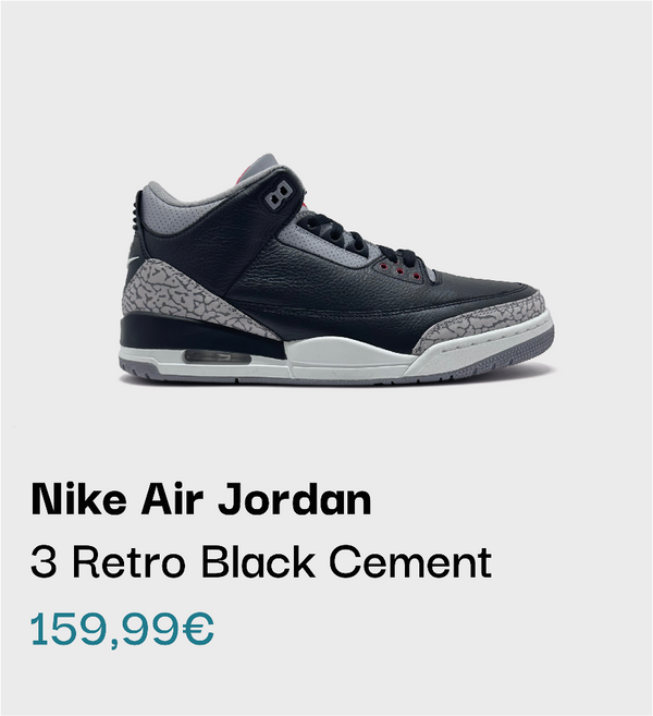 Nike Air Jordan 3 Retro Black Cement Sneaker bei sneekrs in Schwarz und Grau