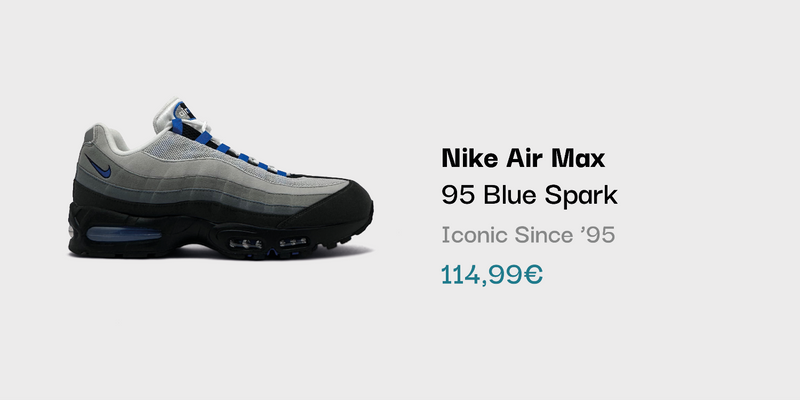 Nike Air Max 95 Blue Spark Sneaker bei sneekrs in Grau, Schwarz und Blau