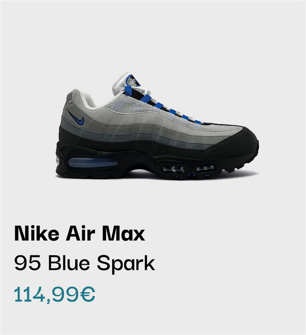 Nike Air Max 95 Blue Spark Sneaker bei sneekrs in Grau, Schwarz und Blau