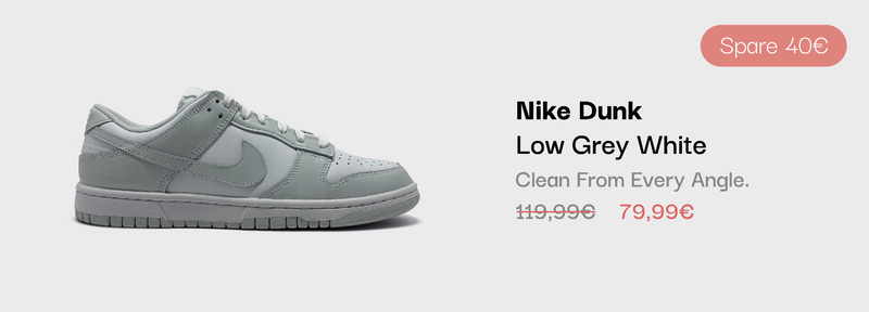 Nike Dunk Low Grey White Sneaker im sneekrs Sale mit reduziertem Preis