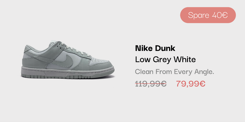 Nike Dunk Low Grey White Sneaker im sneekrs Sale mit reduziertem Preis