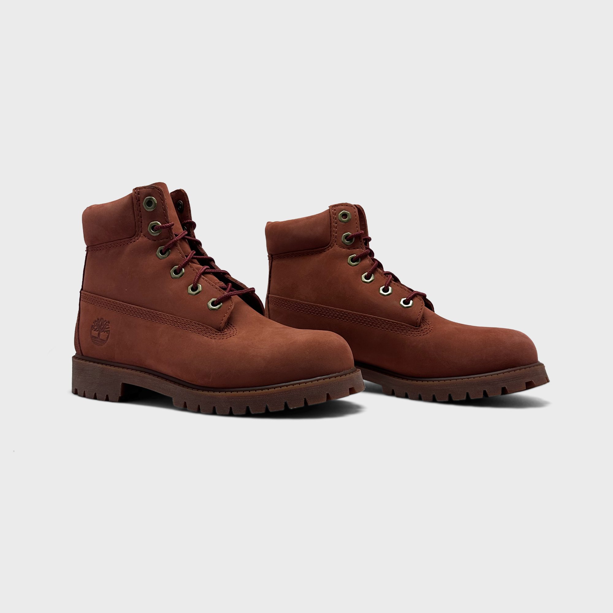 Timberland 6 Inch Dark Red Nubuck Sneaker dunkelrot Paar schräg von vorne
