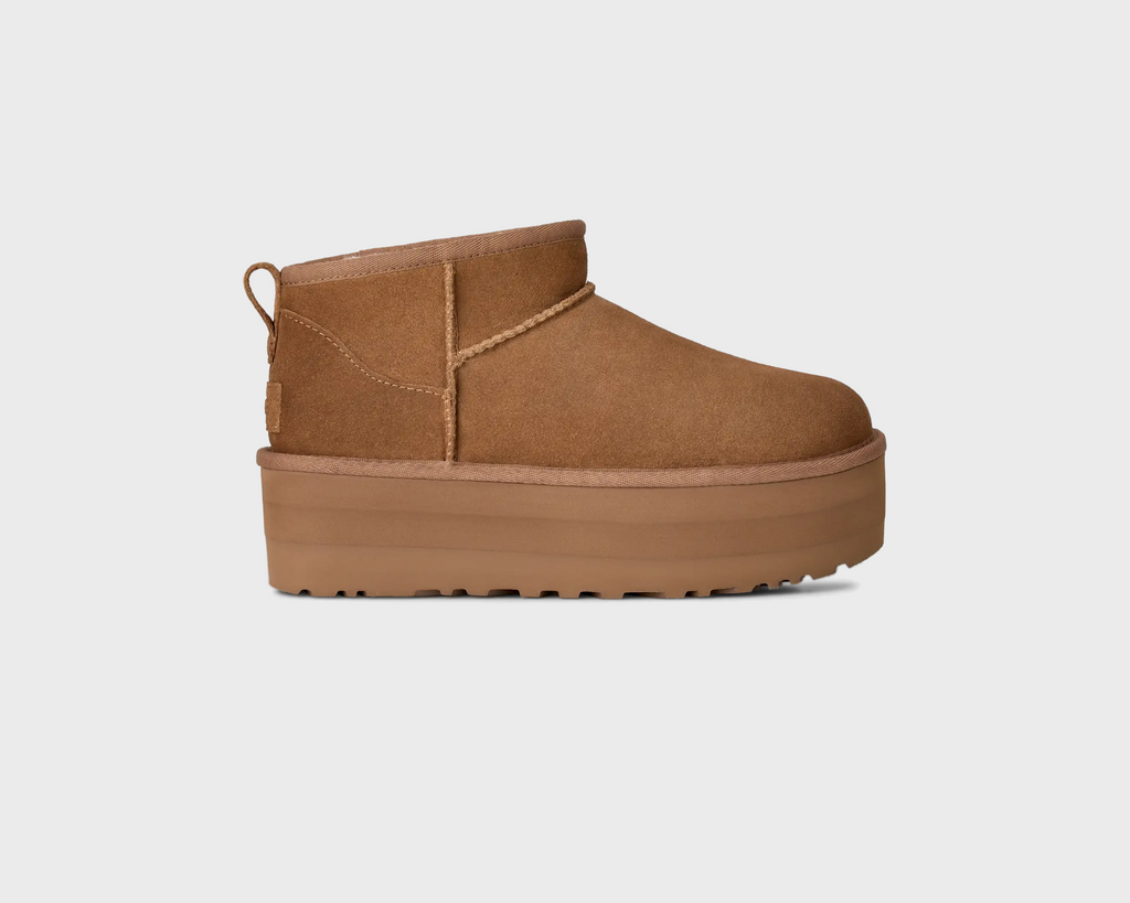 UGG Classic Ultra Mini Platform Chestnut Boots kastanienbraun Außenseite Seitenansicht